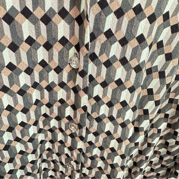 A MTL Brown Geometric Print Drop Sleeve  blouse Size 2X - Picture 4 of 7